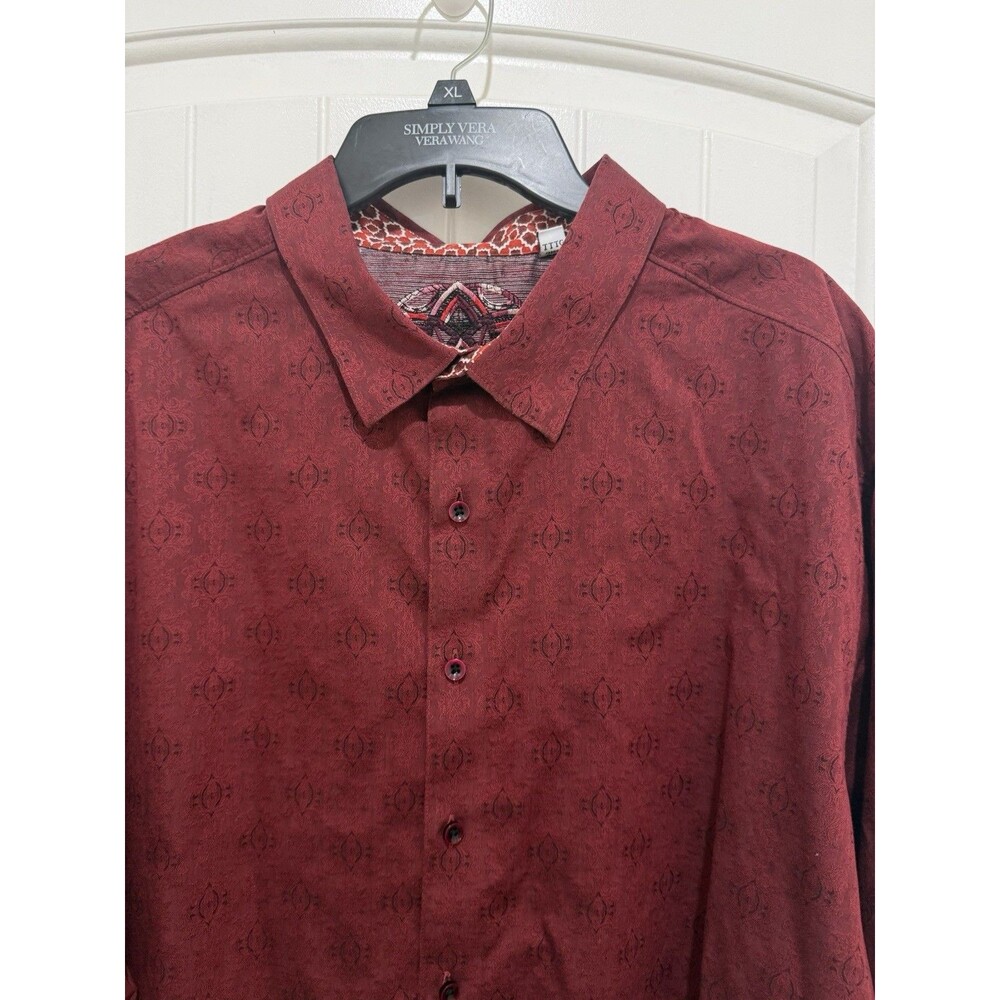 Robert Graham Maroon AOP Floral Paisley Cuff MOP Buttons Cotton Shirt Sz 3XL